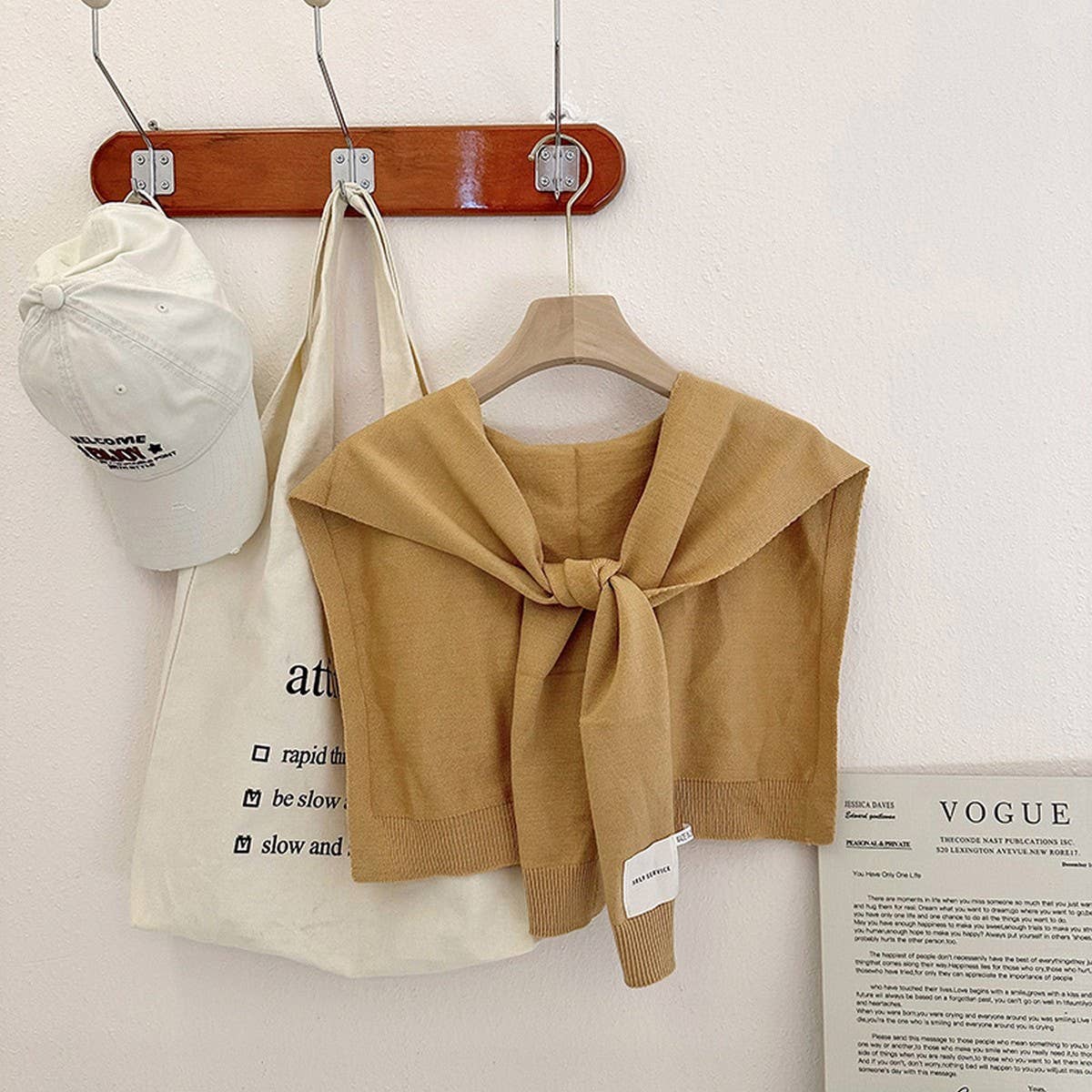 SOLID COLOR KNITTED KNOTTED SHAWL CASUAL COZY _CWASC0757