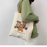 Tote Bags Canvas With Cute Bear Head Pattern_Cwab2054