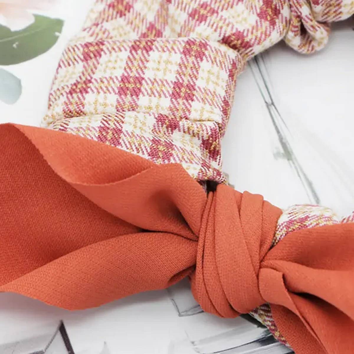 5PCS GINGHAM CLOTH BOW TIED SCRUNCHIE_CWAHA0178