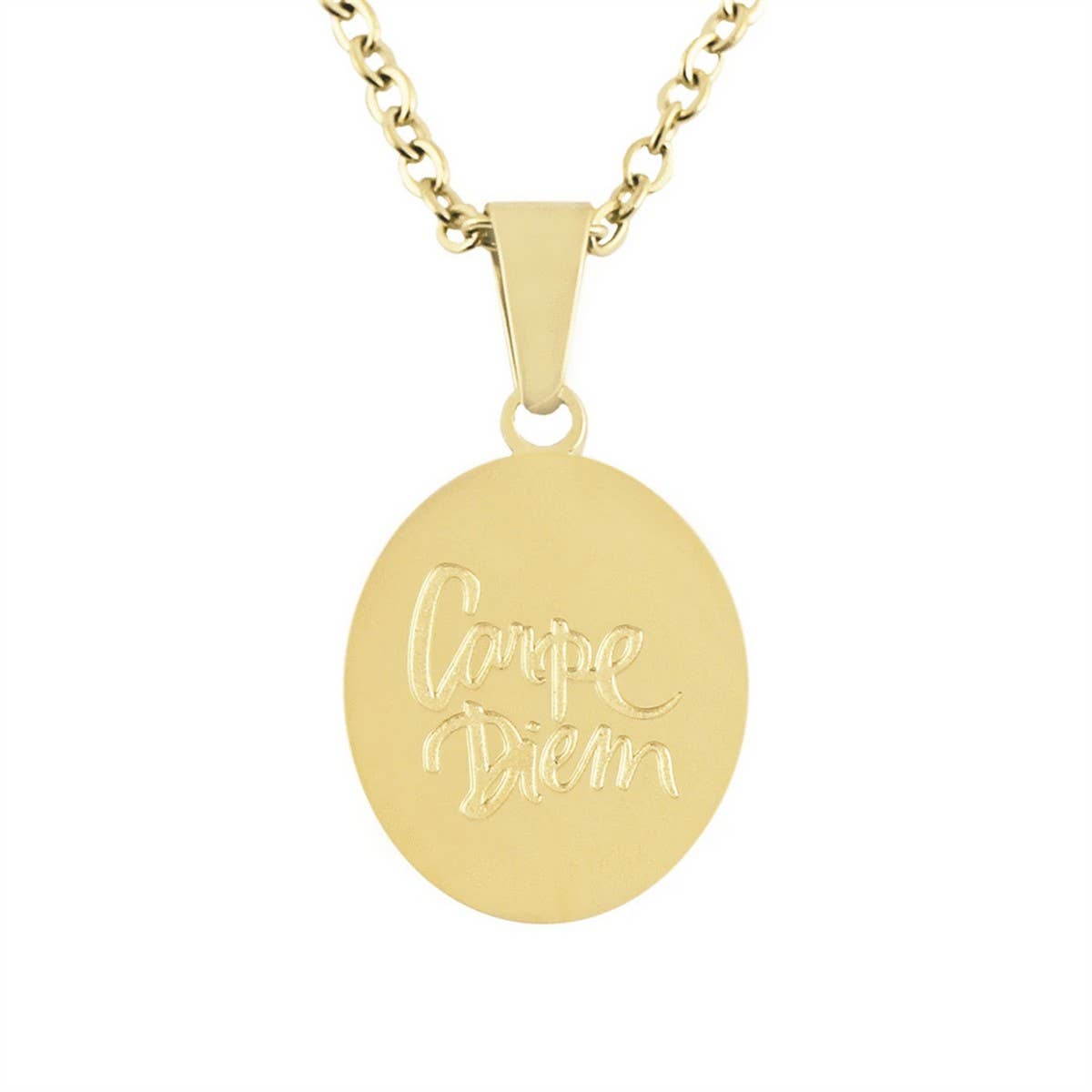 STAINLESS STEEL SIMPLE OVAL LETTER NECKLACE_CWMM5651