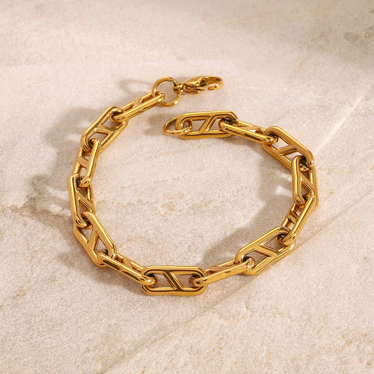 GOLD STAINLESS STEEL CHAIN BRACELET NO FADING_CWAJE4876