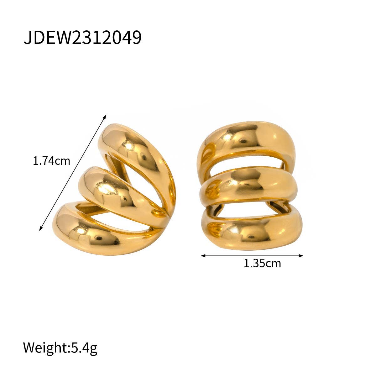 Versatile 18K Gold Stainless Steel Earrings_Cwmm2344