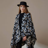 SHAWL KNITTED CAPE LEOPARD PRINT THICK WARM SCARF_CWASC2223
