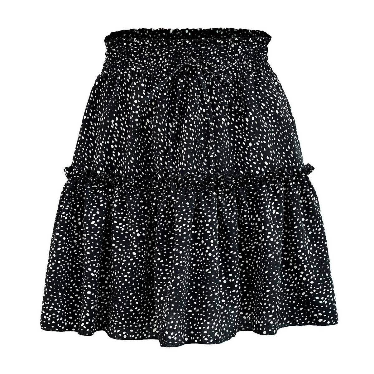 HIGH WAIST CHIFFON LONG SKIRT POLKA DOT SKIRT_CWBSS0412