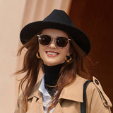 Women Chain Wide-Brimmed Felt Hat Fedora_Cwah0595