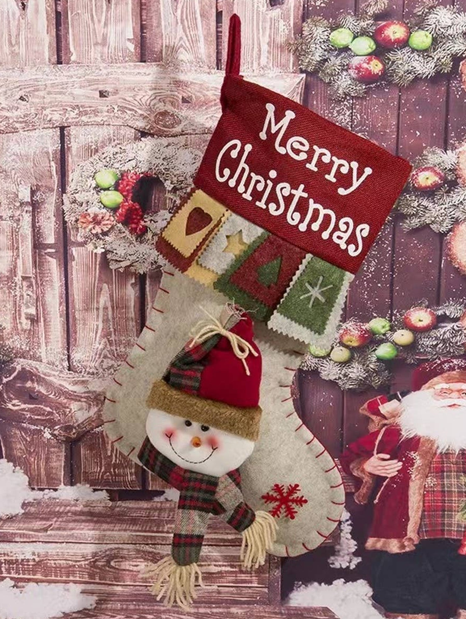 SEQUINED 3D SANTA CLAUS CHRISTMAS STOCKINGS_CWMS1424