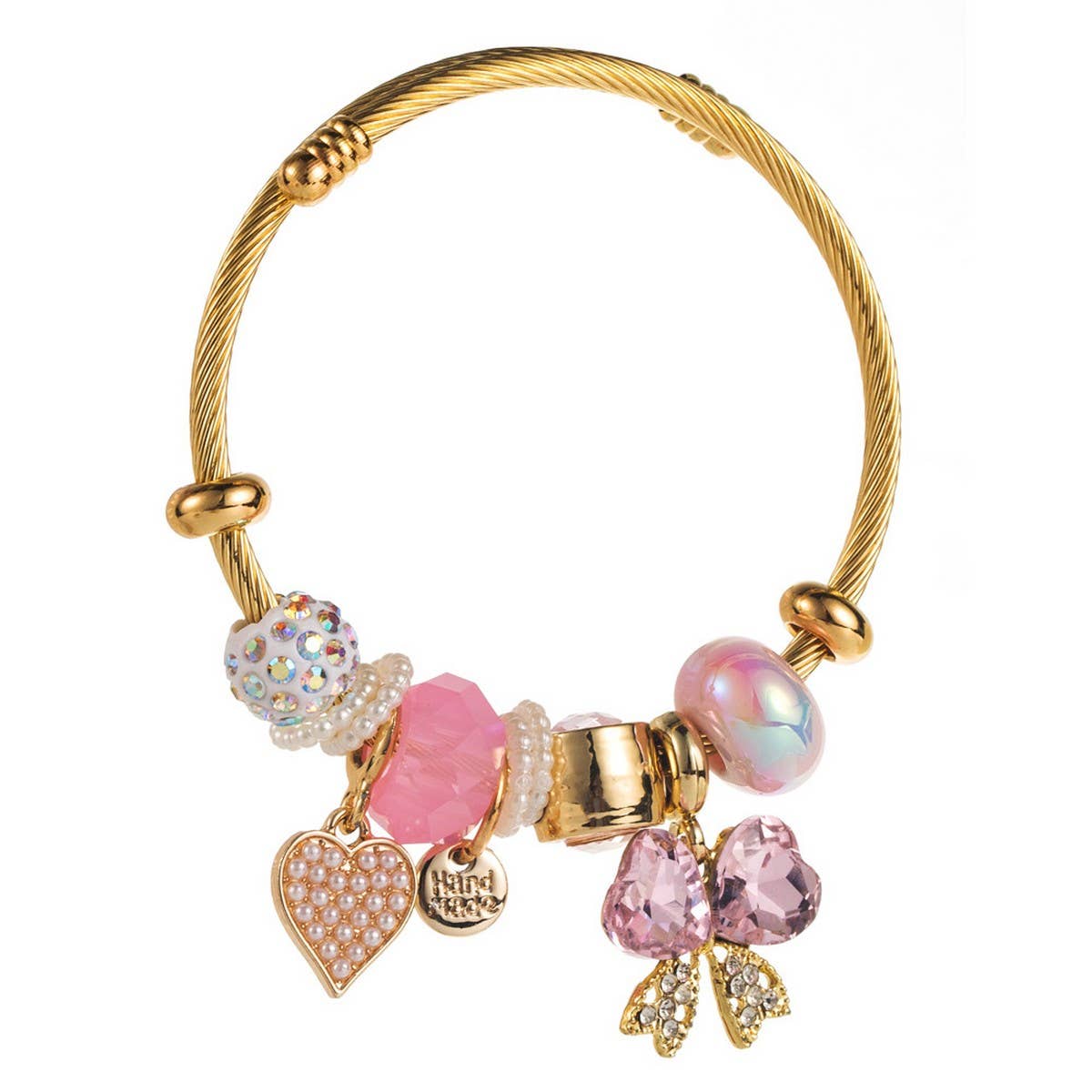 Trendy Adjustable Butterfly Heart Steel Bracelet_Cwmm8599