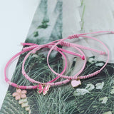 PINK FOUR LEAF CLOVER LOVE WOVEN BRACELET_CWAJE0732