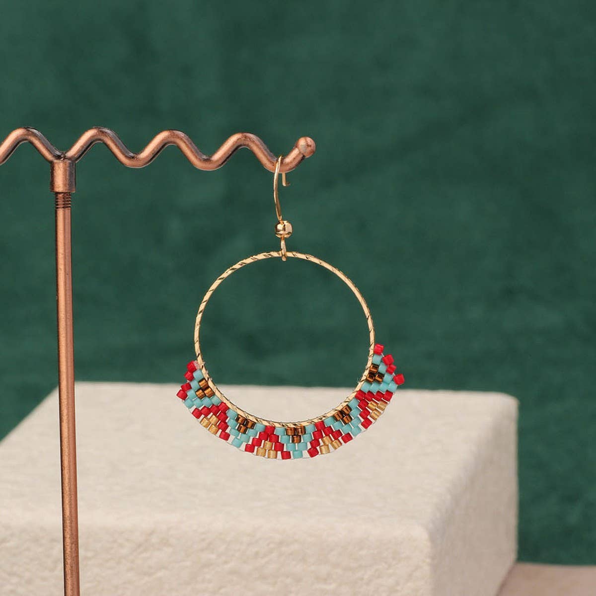 HIGH GRADE NATURAL STONE WOVEN COLORFUL EARRINGS_CWAJE3983