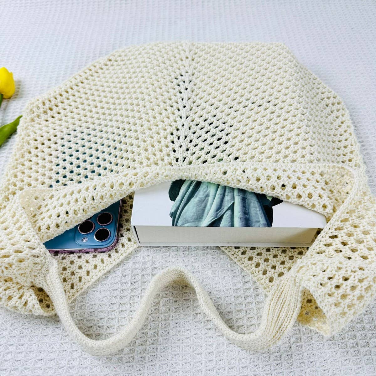 Cwab4579 _Straw Knit Hollow Beach Braided Shoulder Bag