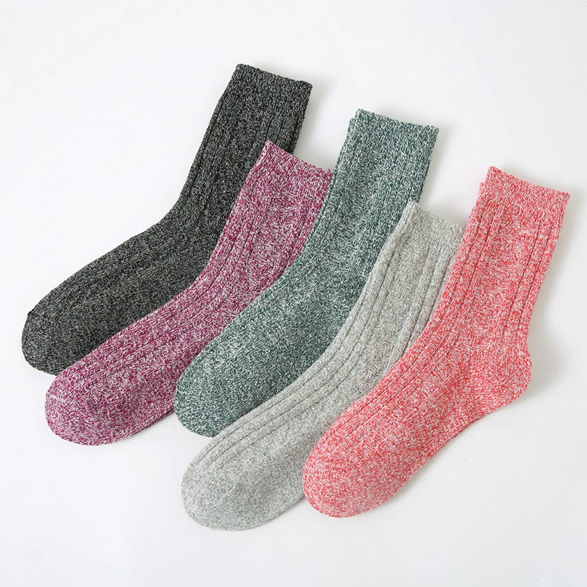 5 PAIRS PER PACK THICK SOLID COLOR SOCKS_CWMS0691