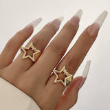 NEW FASHION FIVE POINTED STAR OPEN ALLOY RING_CWMM3238