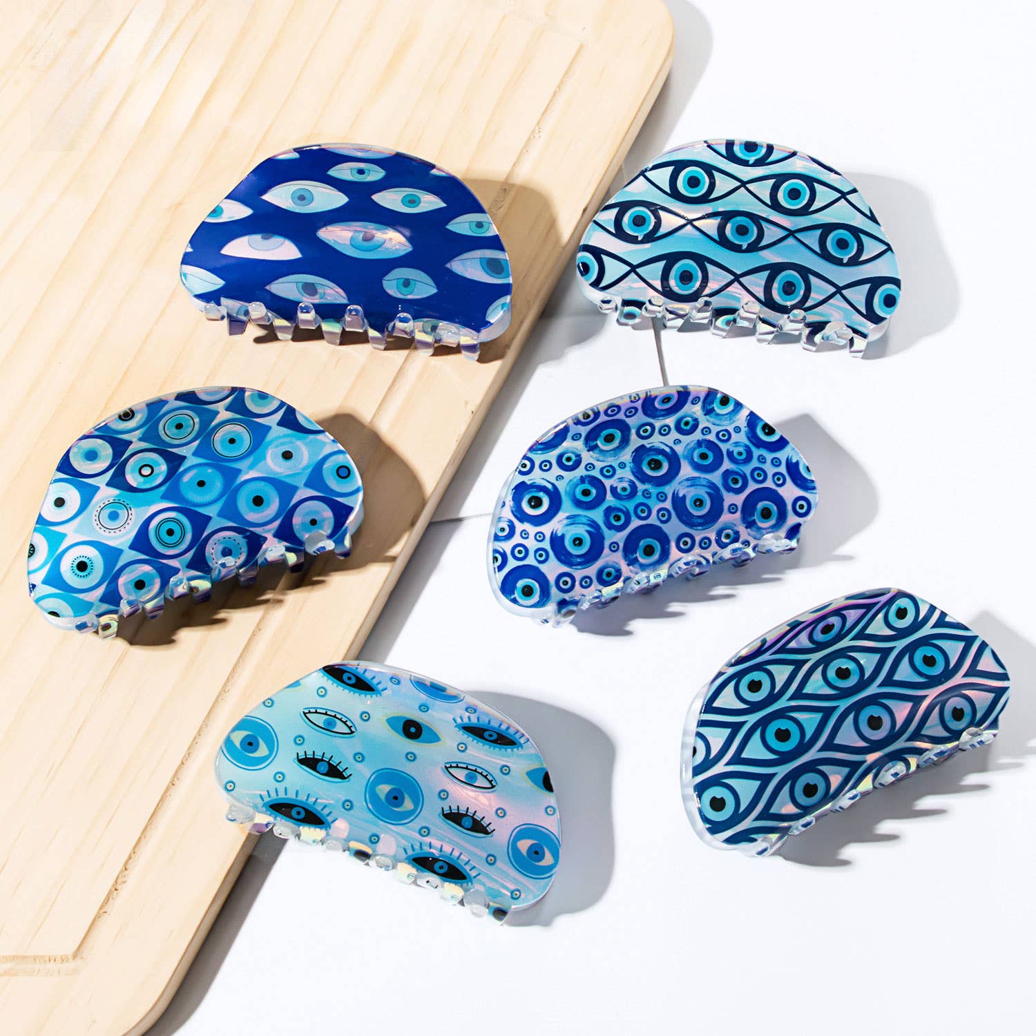 BLUE EYE PRINT HAIR CLAW CREATIVE FRENCH STYLE_CWAHA0315