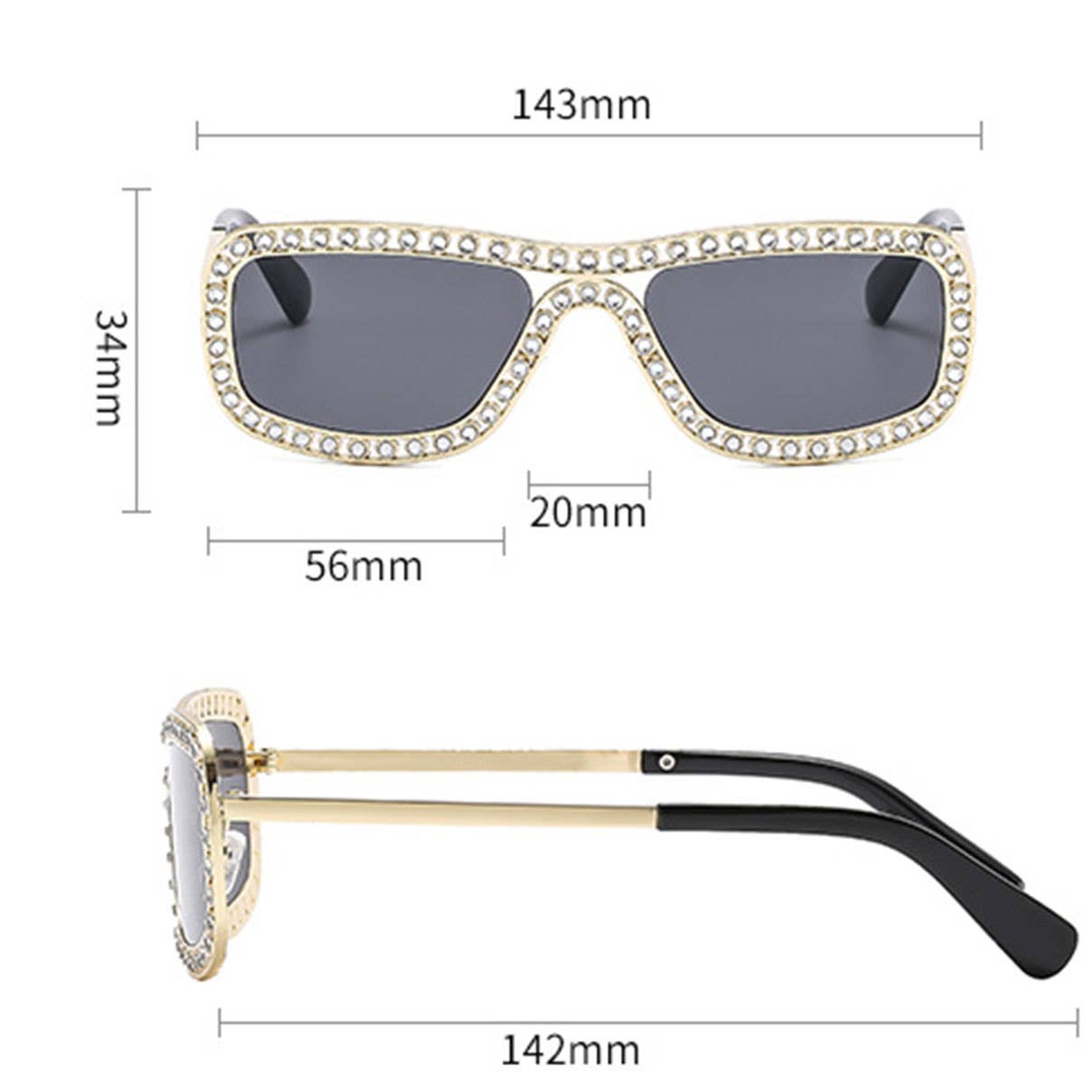MODERN LUXE RHINESTONE METAL SUNGLASSES FOR WOMEN_CWASG1182