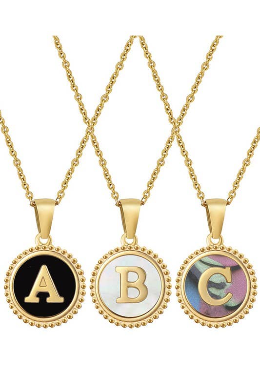 SIMPLE ROUND ALPHABET INITIALS PENDANT NECKLACE_CWAJE215