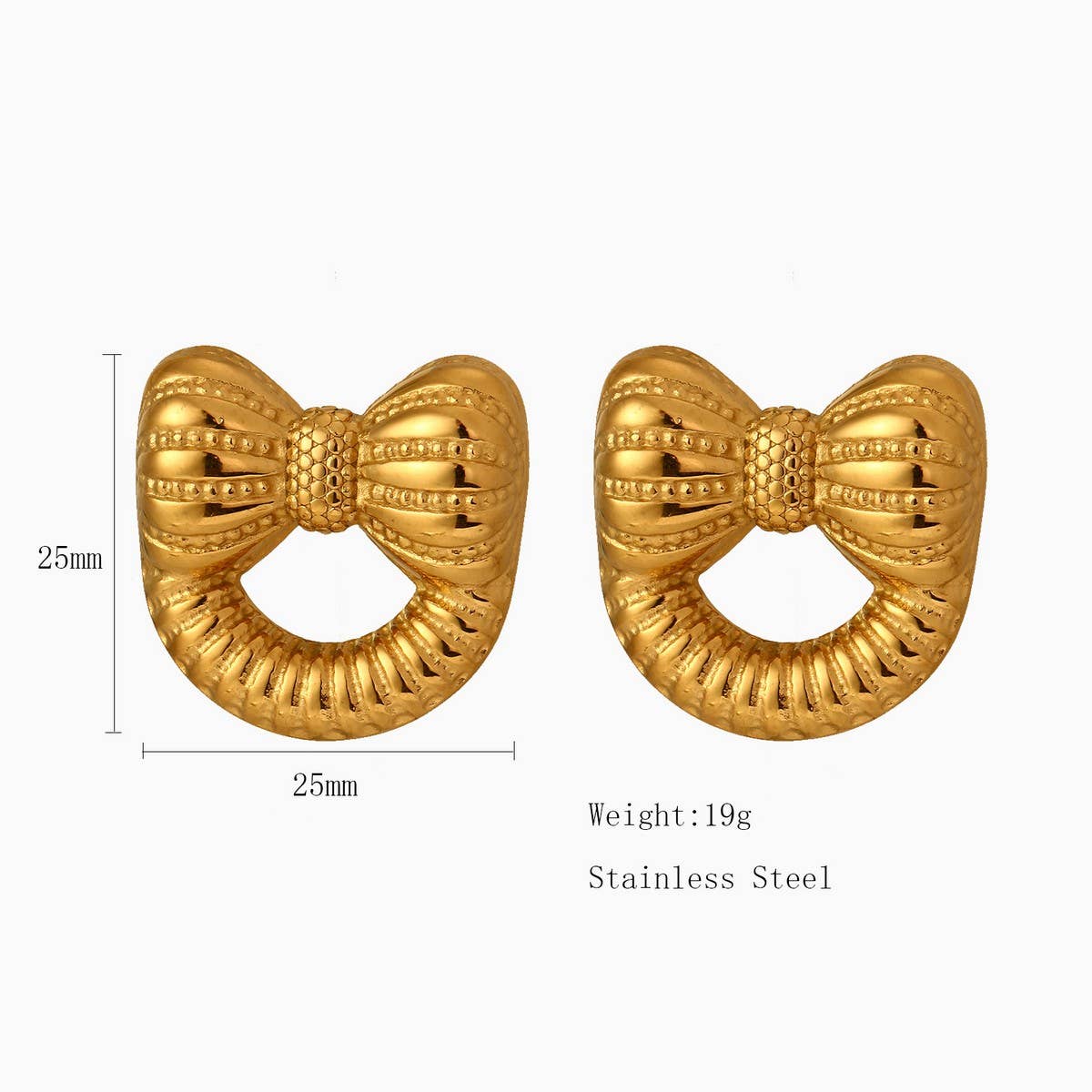 ORIGINAL DESIGN 18K STEEL BOW KNOT EARRINGS_CWMM8922