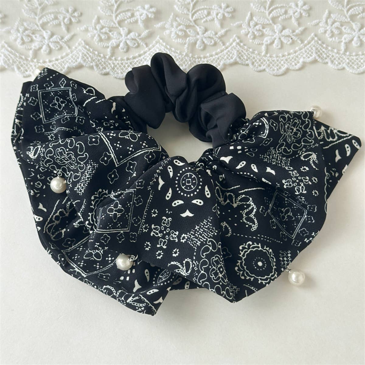 Retro Paisley Large Hair Scrunchie Korean Style_Cwaha07589