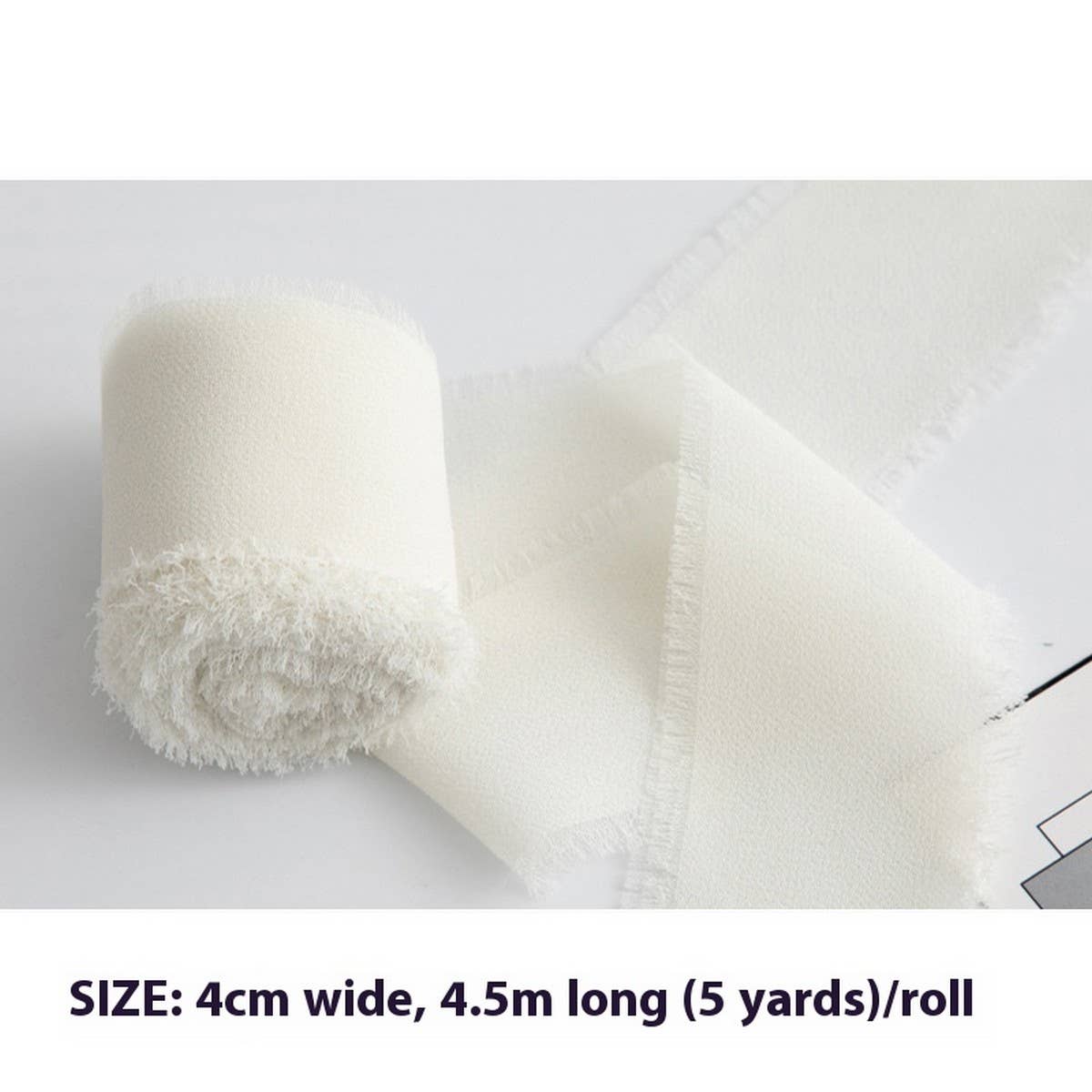 HAND TORN RAW EDGE CHIFFON RIBBON SNOW YARN_CWMM5787
