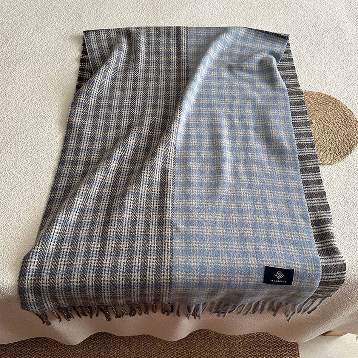 Vintage Plaid Scarf Soft Warm Winter Wrap_Cwasc2321