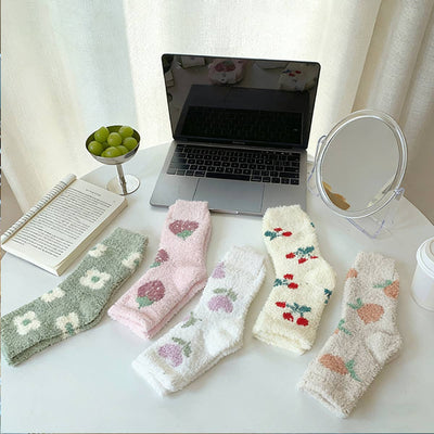 Thick Fruit Fleece Cozy Crew Socks_Cwms03225