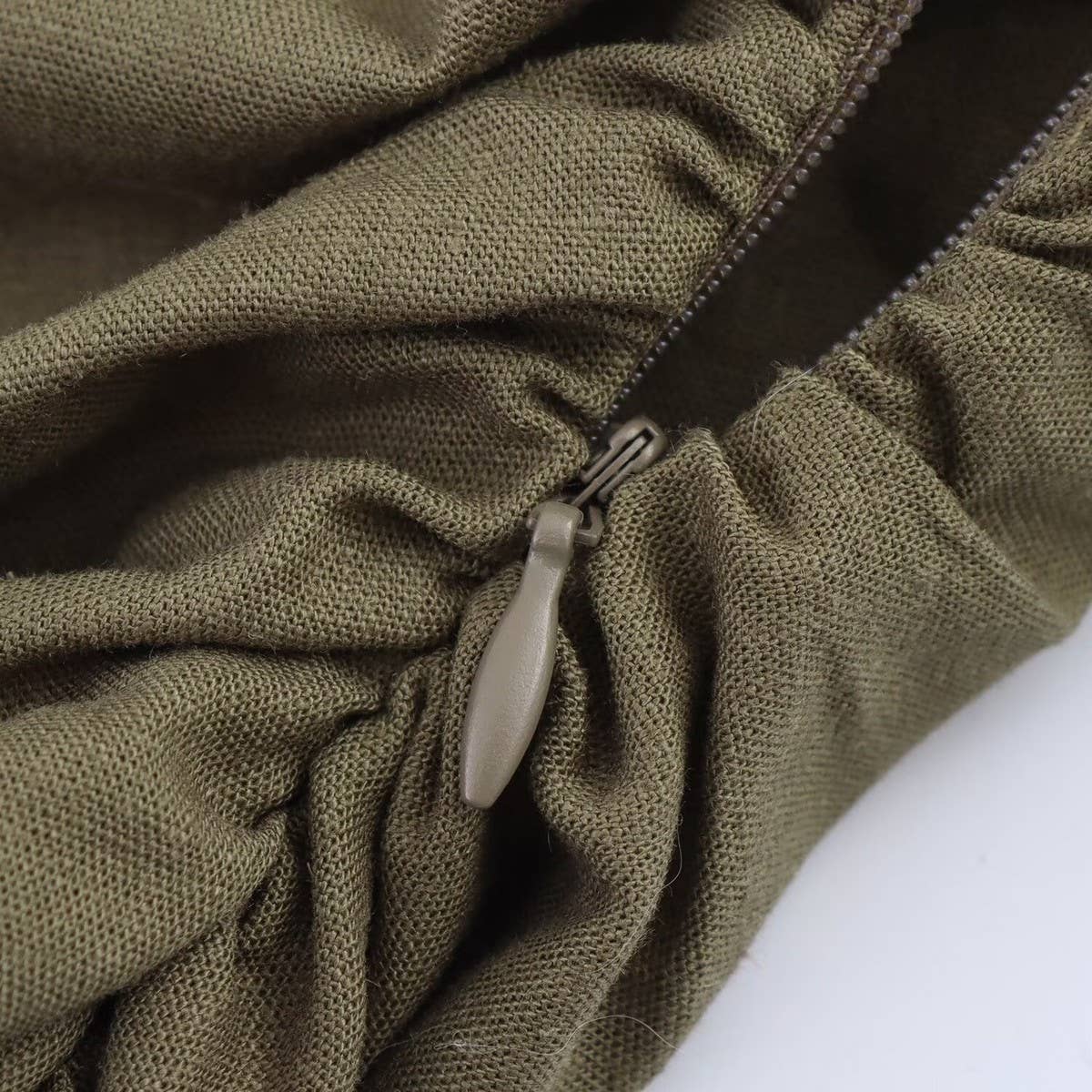 LINEN COLLARED SHORT SLEEVE MIDI DRESS FOR WOMEN_CWDMD5785