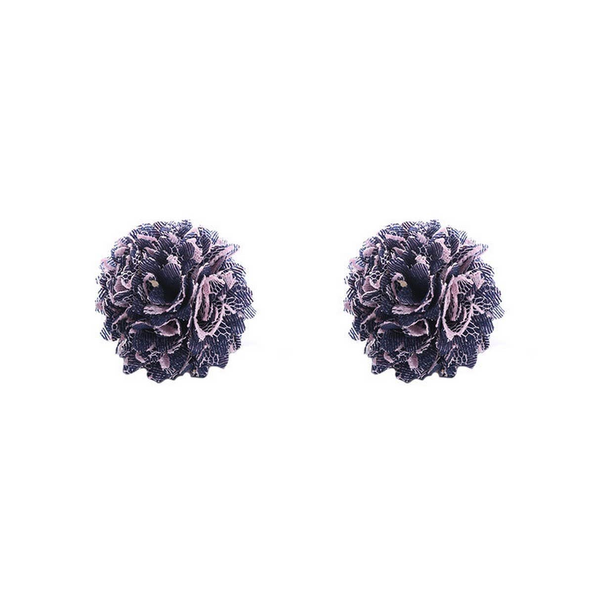 Vintage Rose Fabric Stud Earrings Handmade Chic_Cwmm6259