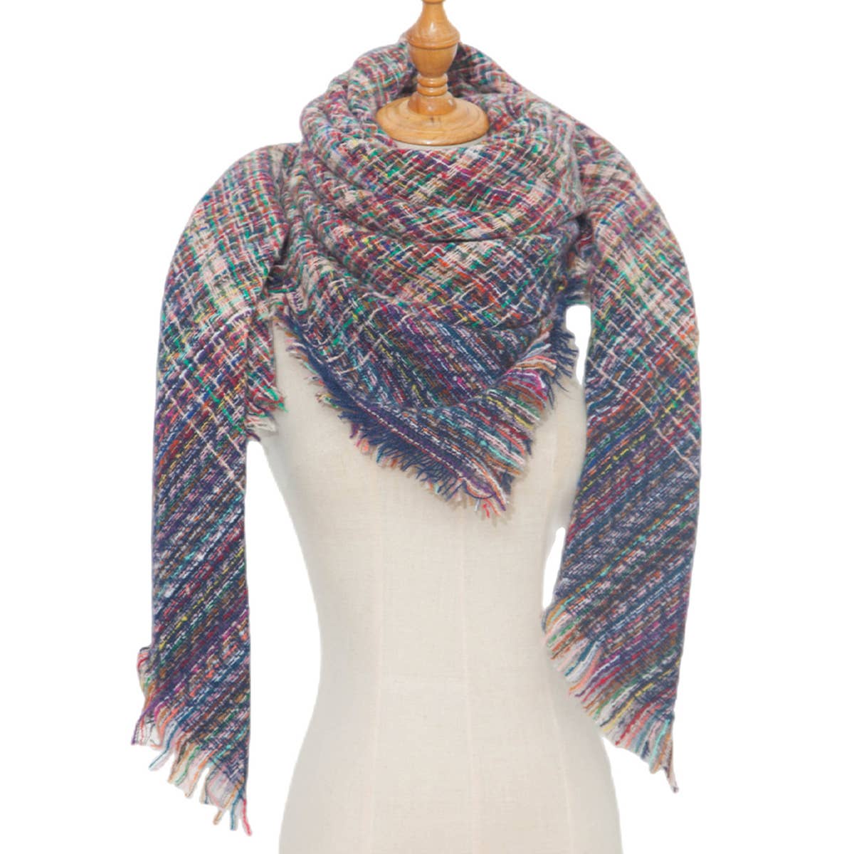 PLAID CIRCLE SCARF FALL WINTER WOVEN WRAP_CWASC0156