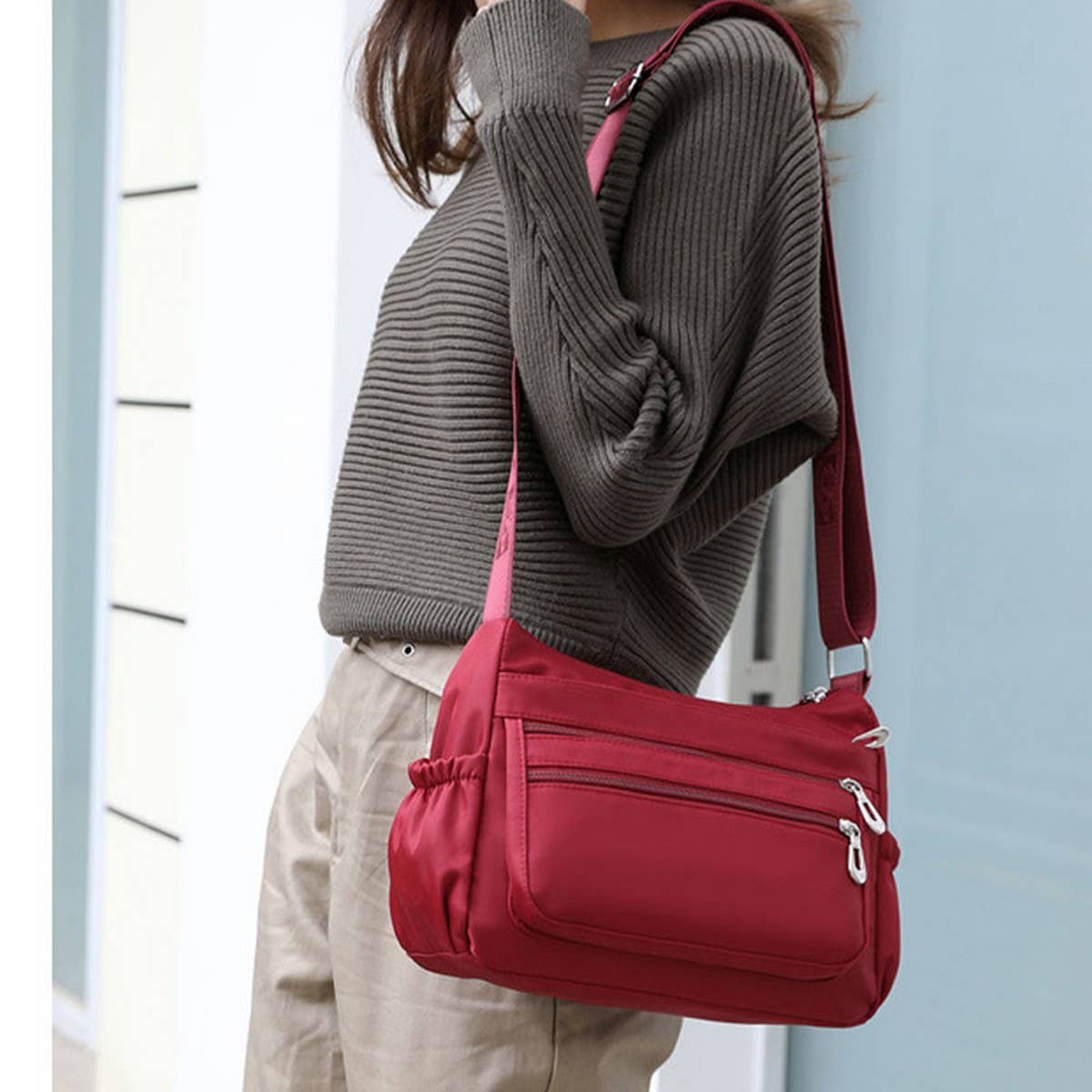 NYLON WATER REPELLENT CROSSBODY SHOULDER BAG_CWASC1744