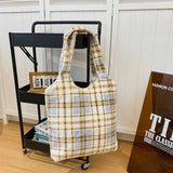 Winter Woolen Shoulder Bag Retro Plaid Plush Bag_Cwab3925
