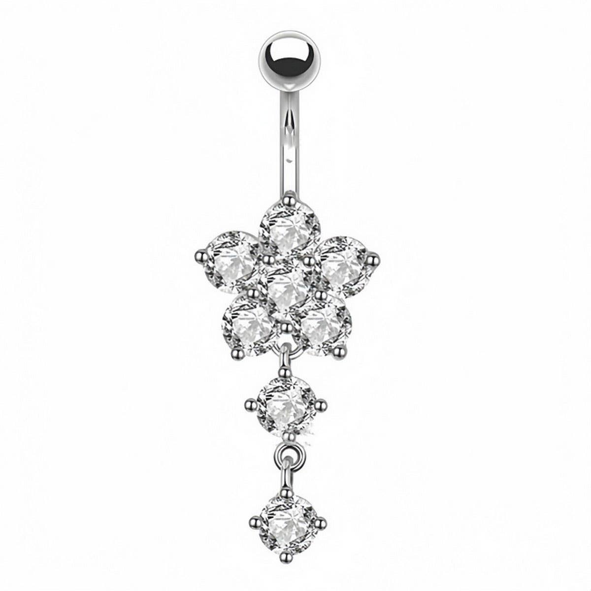 FLOWER CZ BELLY RING HYPOALLERGENIC PIERCING_CWMM9252