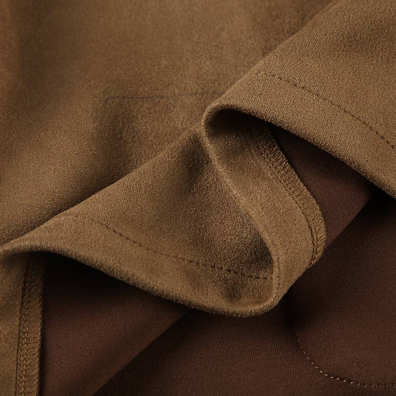 Vintage French Lapel Single-Breasted Brown Jacket