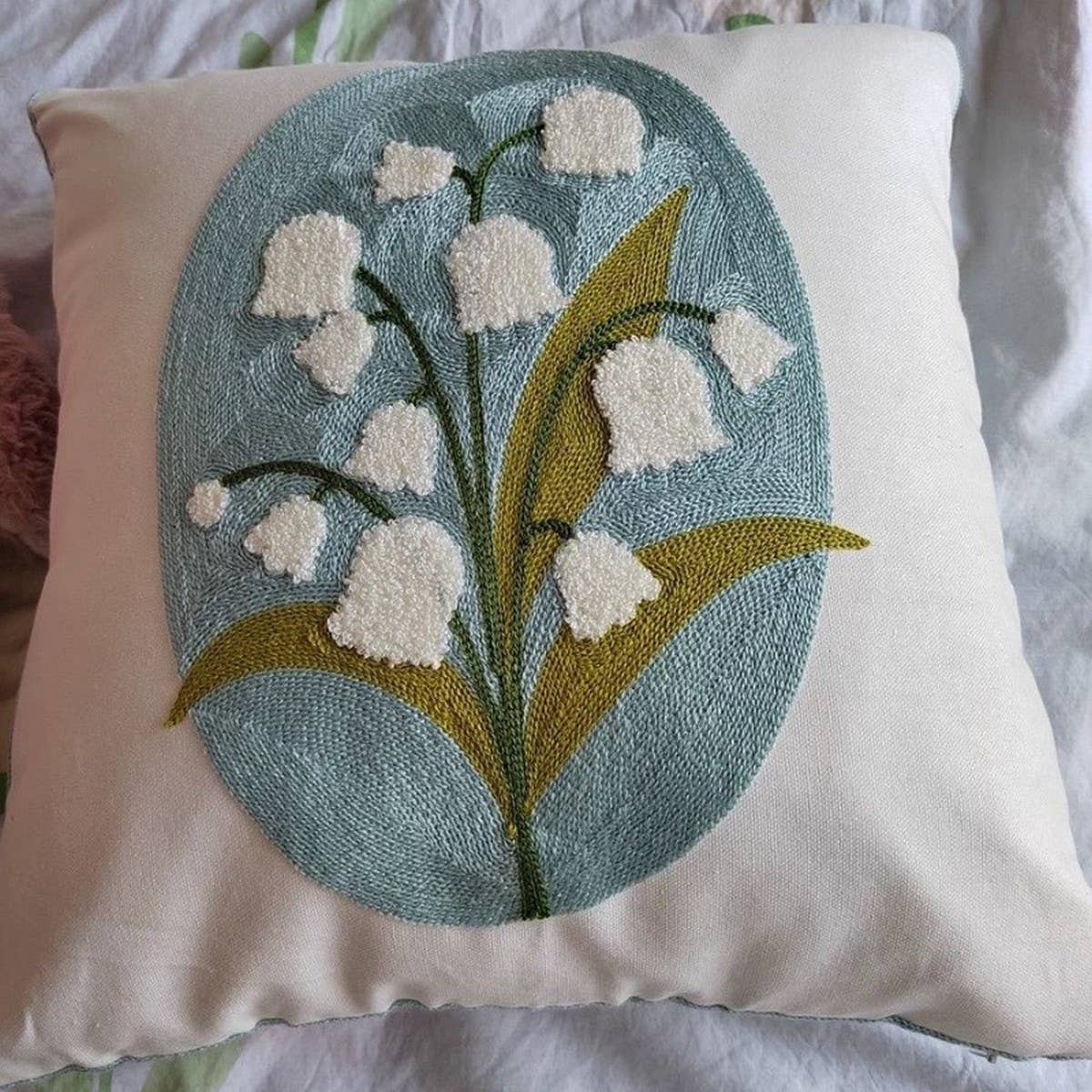 Yello Floral Embroidered Pillowver For Sofa/Bed_Cwmm7694