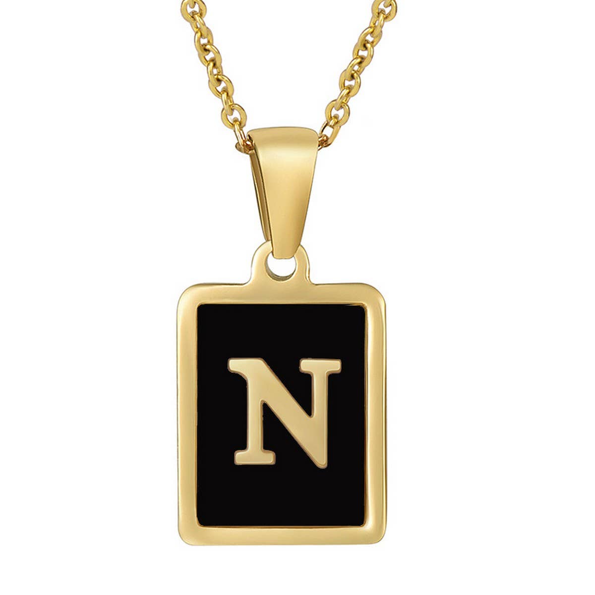 18K STAINLESS STEEL SQUARE 26 LETTER NECKLACE_CWAJE0679