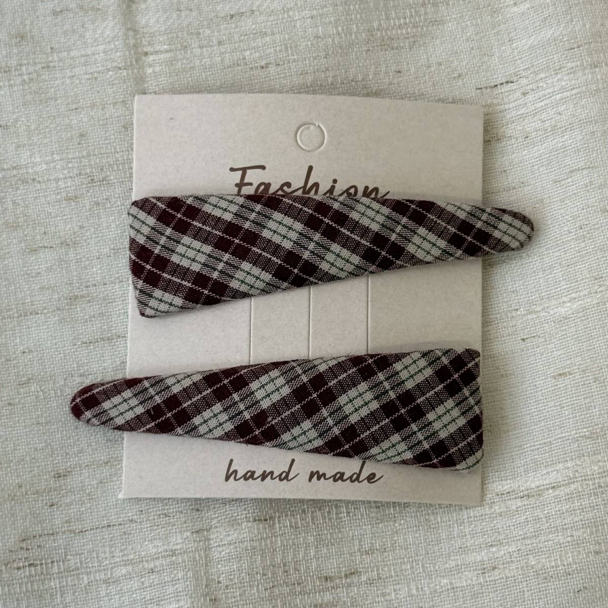 Plaid Fabric Bb Hair Clips Set For Girls_Cwaha07977