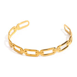 CLASSIC 18K GOLD STEEL OPEN SPLIT CUFF BRACELET_CWAJE4897