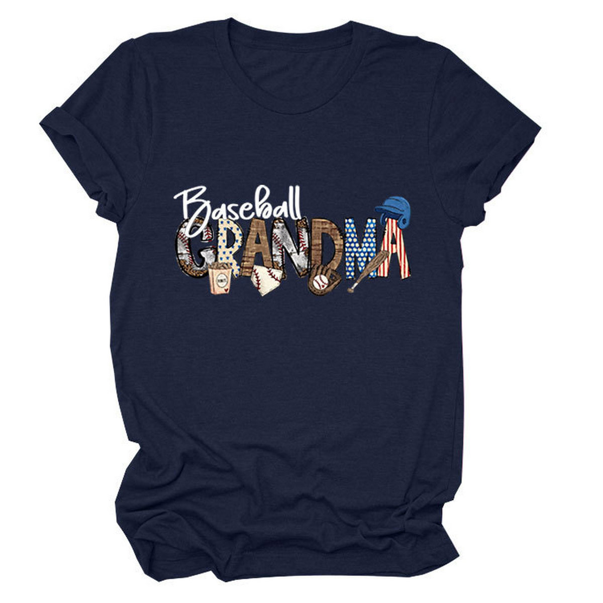 CASUAL CREW NECK TEE BASEBALL GRANDMA SHIRT_CWTTSL0496