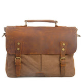 Vintage Leather Canvas Satchel Messenger Bag_Cwab5565