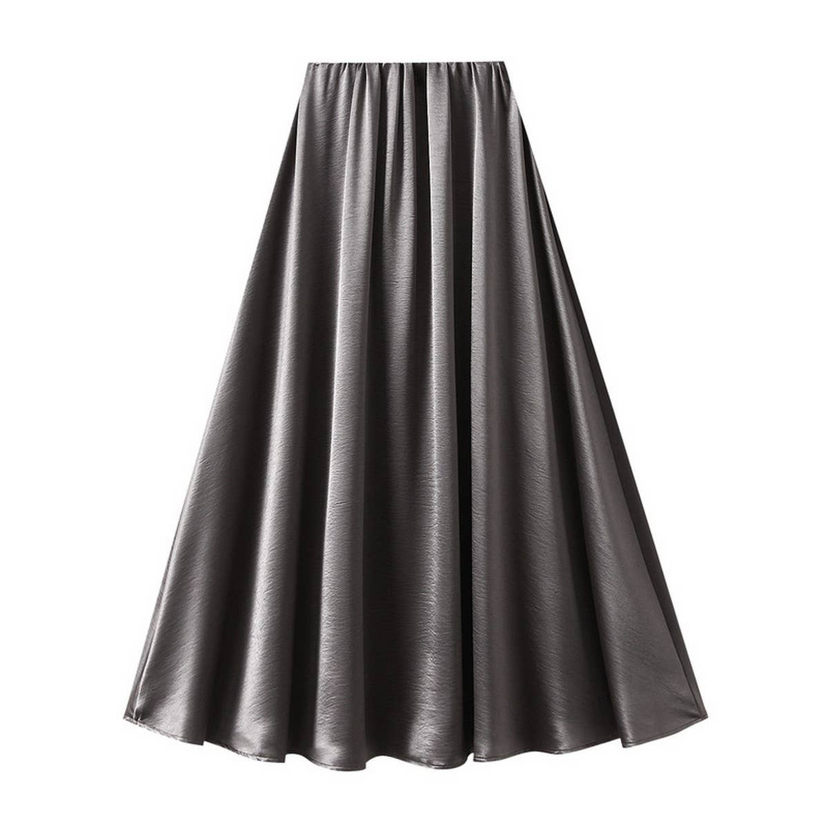 SATIN DRAPE MAXI SKIRT A LINE SKIRT_CWBMS0290