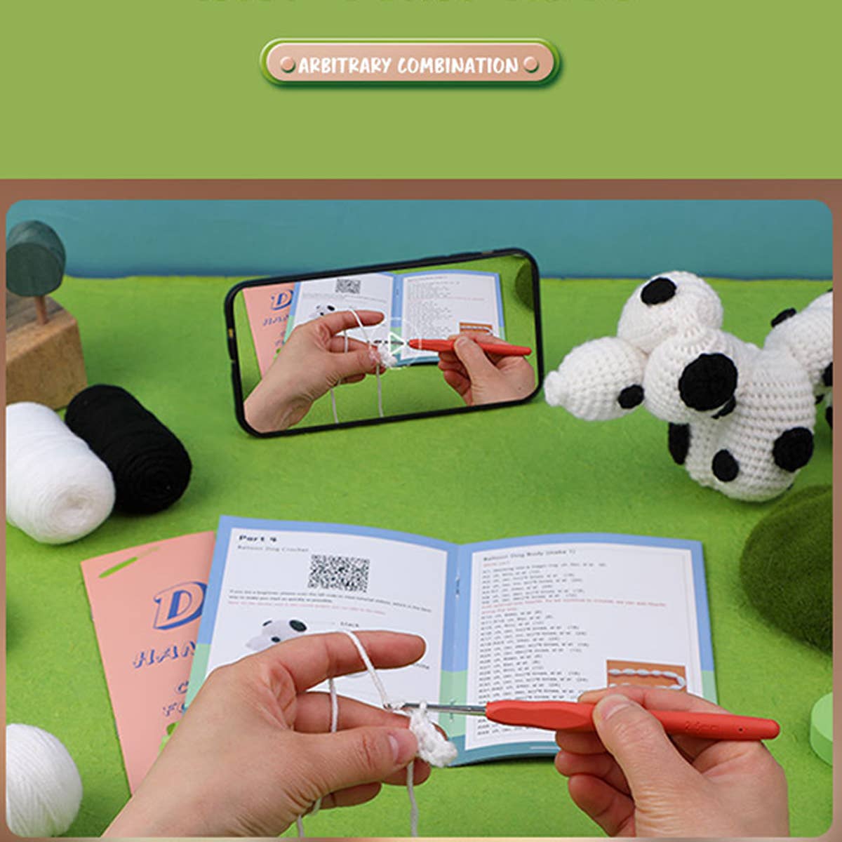 White Balloon Dog Doll Crochet Material Pack_Cwmm0820