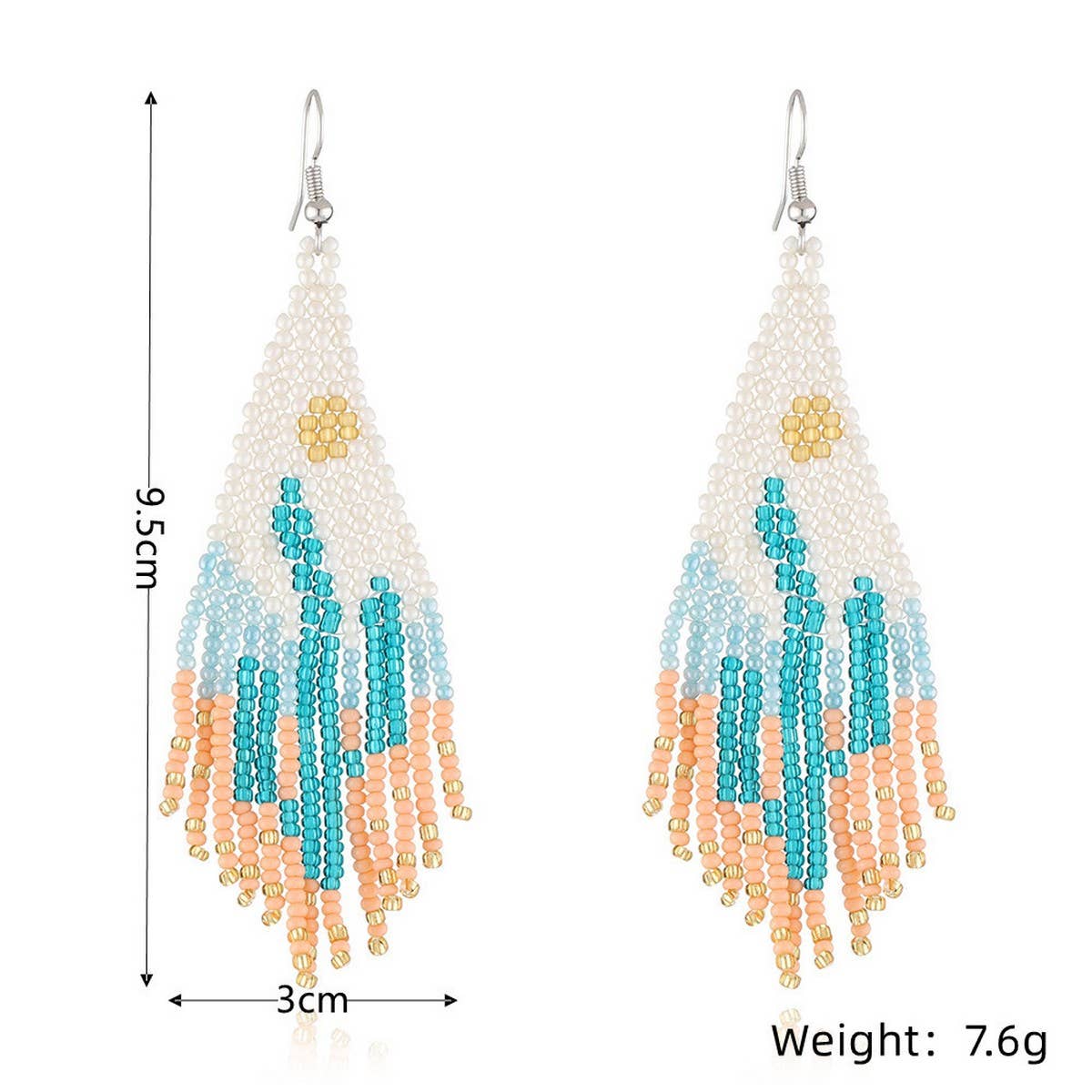 CACTUS PATTERN DANGLE EARRINGS BEADED_CWAJE0771