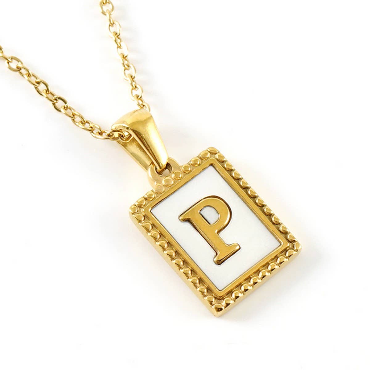 18K GOLD STAINLESS STEEL LETTER SHELL NECKLACE_CWAJE0685