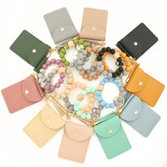 SOLID PU CARD WALLET WITH TASSEL BEAD STRAP_CWAB4967