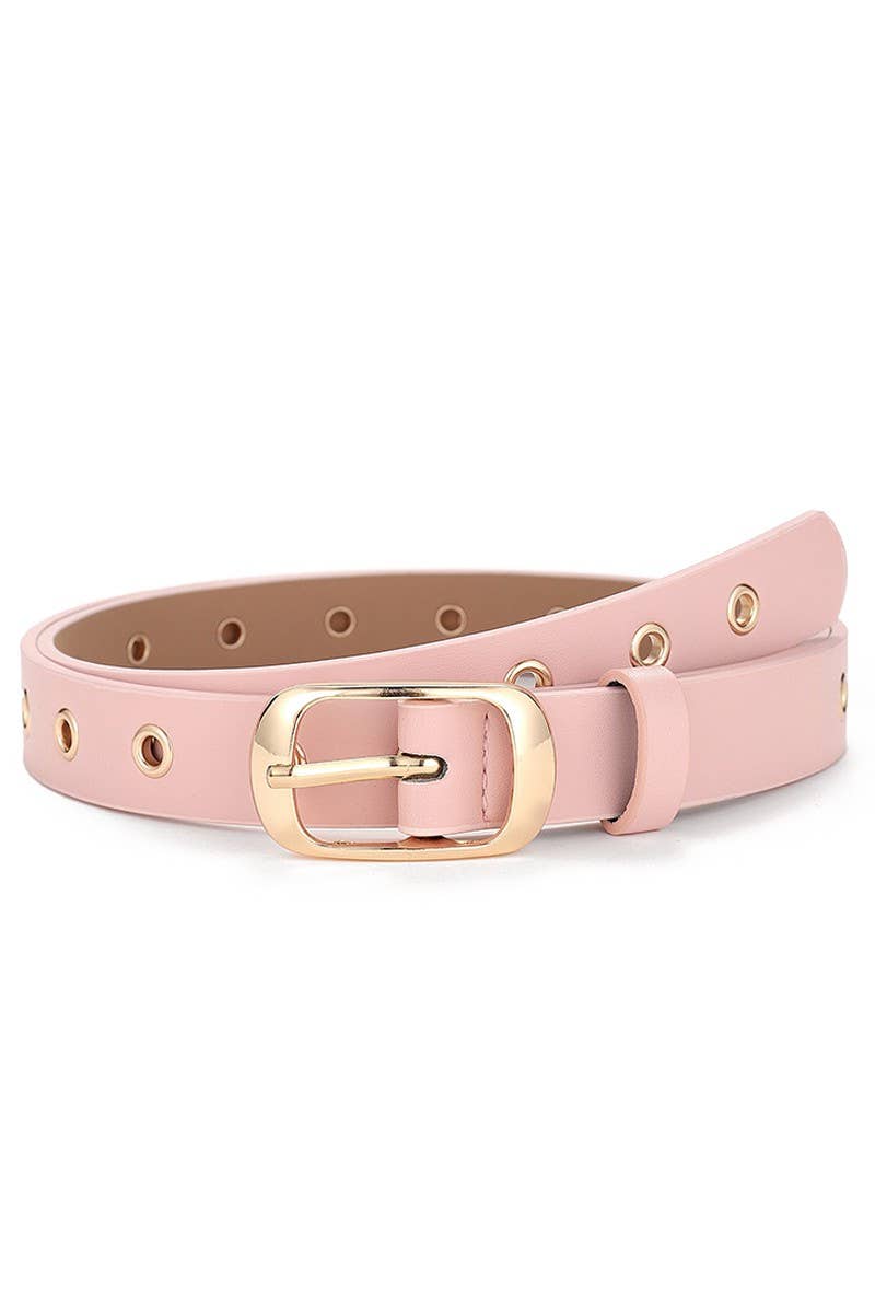 Trendy Fashion Simple Eyelet Leather Belt_Cwabe065