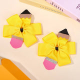 BABY BOW HAIR CLIP WITH PENCIL PATTERN HANDMADE_CWAHA6710