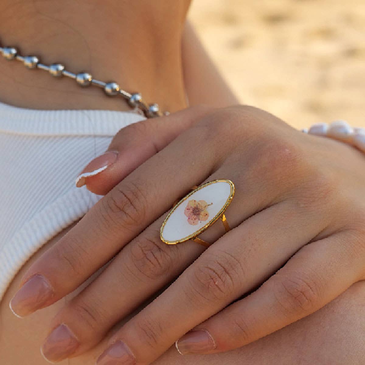 IMMORTAL FLOWER STAINLESS STEEL RINGS FOR WOMEN_CWAJE0610