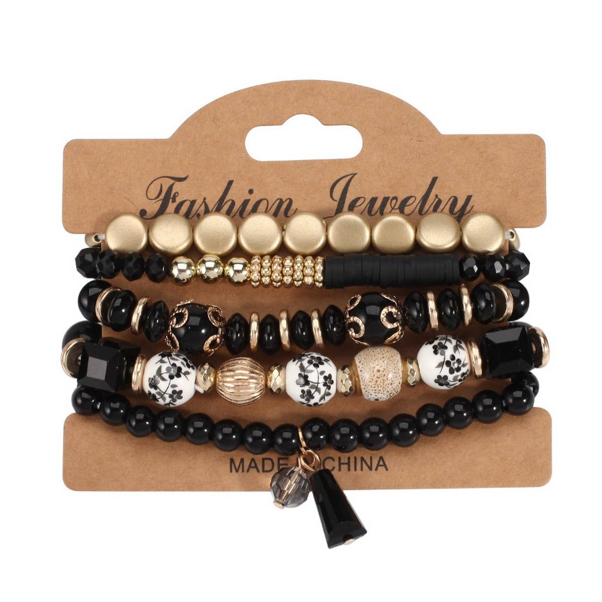 Cwaje05695_Boho Crystal Pendant Multi Layer Elastic Bracelet