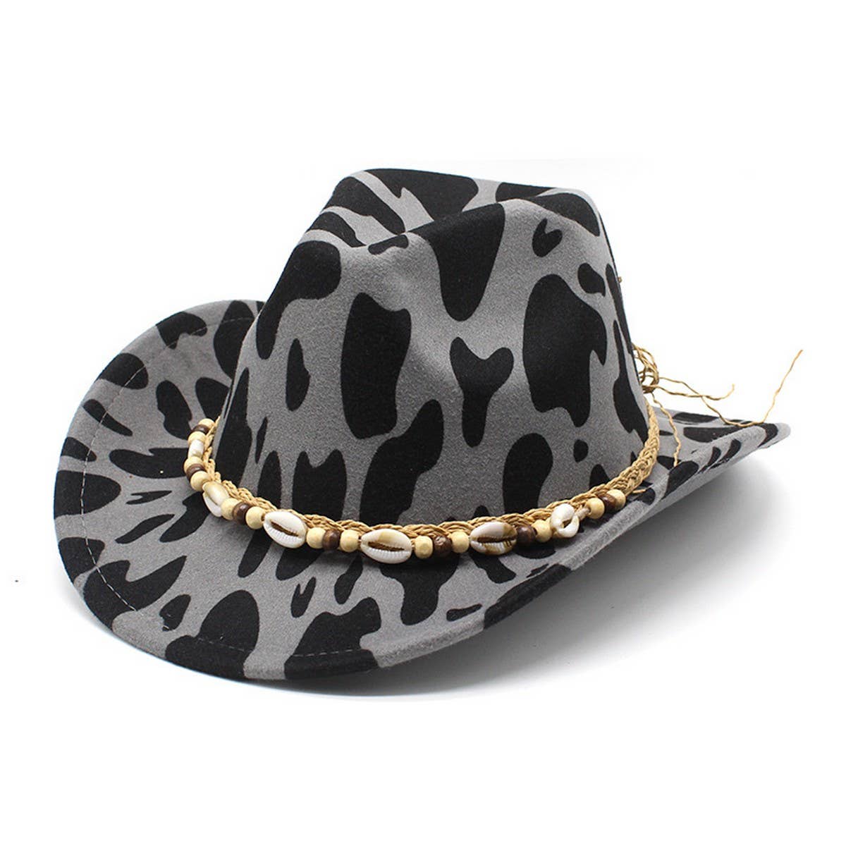 COLORBLOCK COW PATTERN WOOL WIDE BRIM JAZZ HAT_CWAH2550