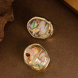 IRREGULAR ABALONE GEOMETRIC EARRINGS_CWMM4325