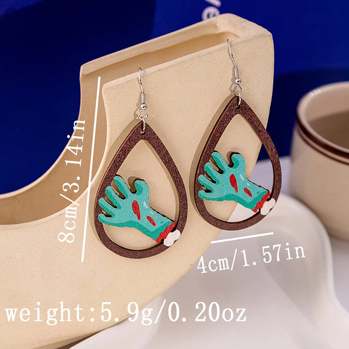 HALLOWEEN PARTY CREATIVE WOODEN EARRINGS_CWAJE1849