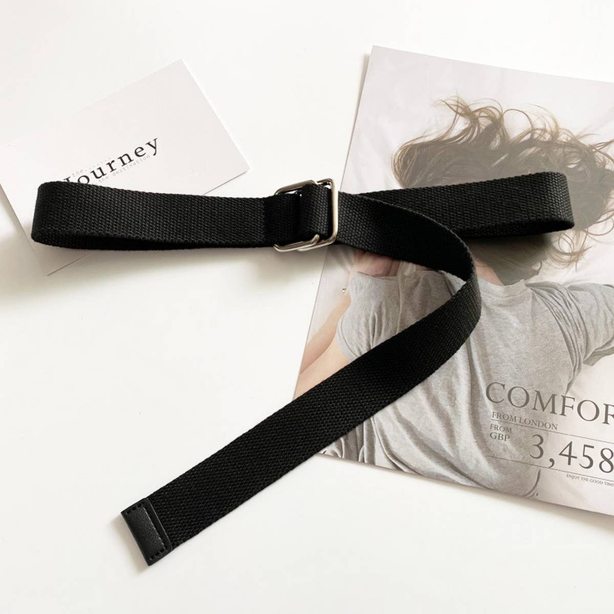 CANVAS SIMPLE DOUBLE BUCKLE DECORATIVE BELT_CWABE0661